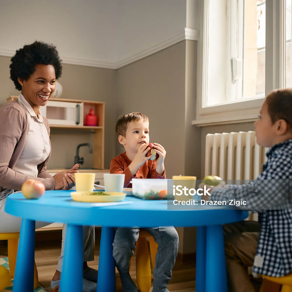 Home-based child care - adult and two children